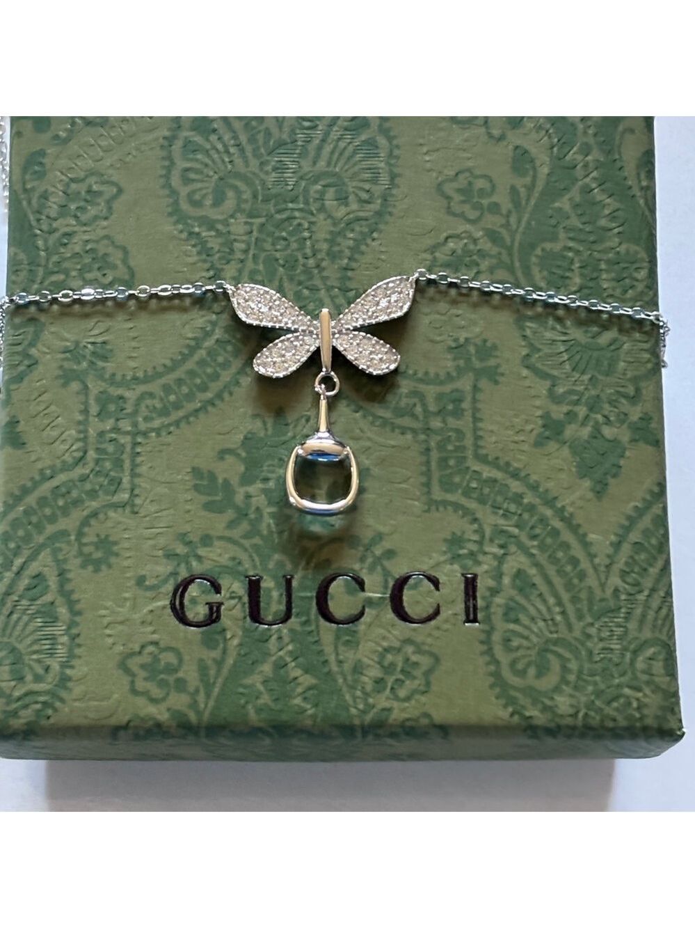 Gucci 925 Sterling Silver Butterfly Pendant Necklace